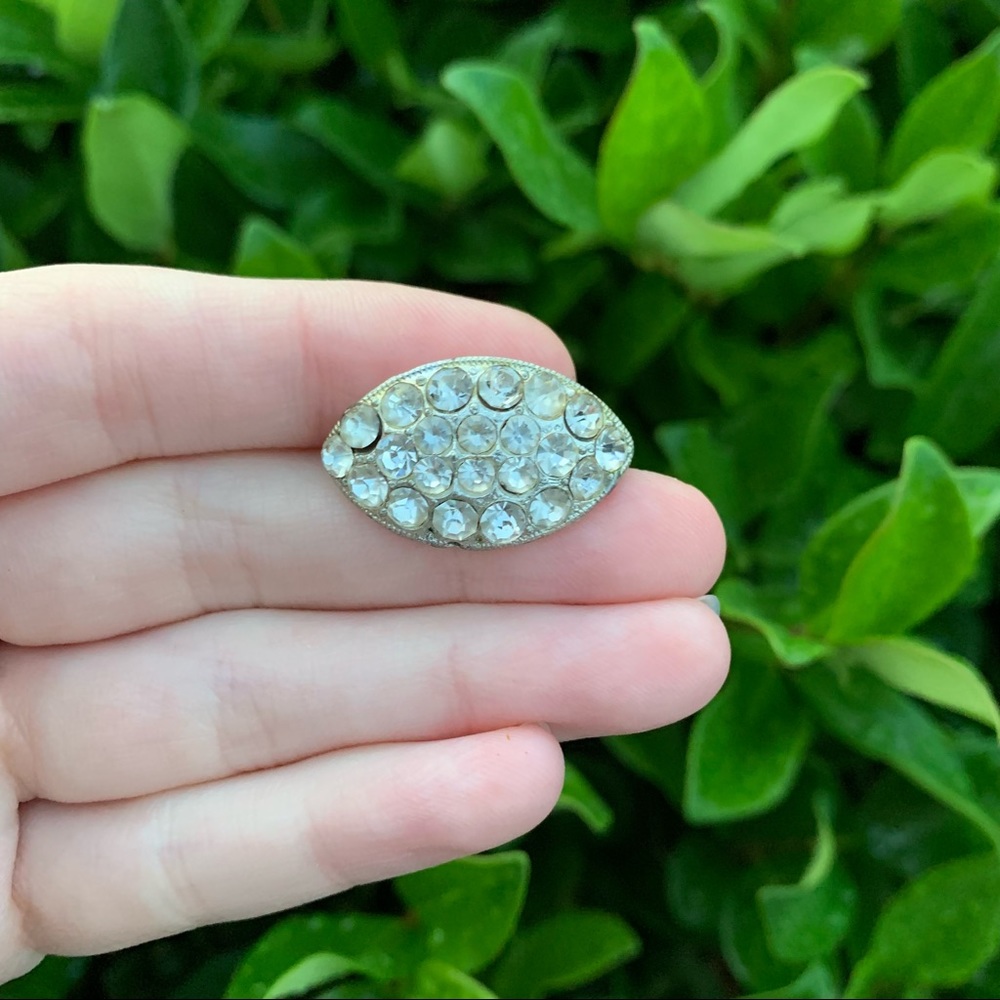 Vintage Silver Oval Rhinestone Brooch/Pin - Picture 2 of 5